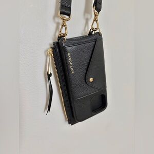 Bandolier Black Leather Crossbody Phone Case - iPhone 13 Pro Max